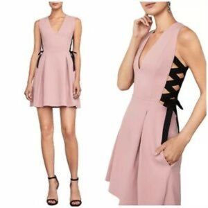 BCBG MAXAZRIA Kalie Lace-Up Dress Pink Dress